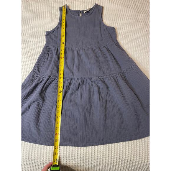 Universal Thread Cotton Gauzy Tank Tiered Navy Blur Mini Dress W/ Pockets Small - Picture 7 of 12